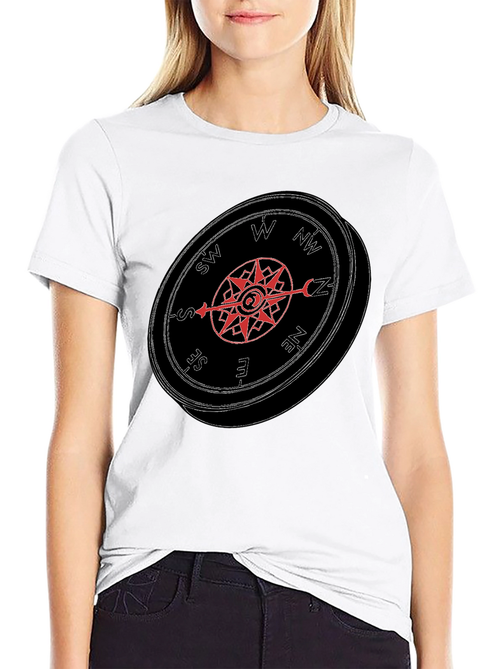 Compass Graphic Tee - Mens Black Casual T-Shirt