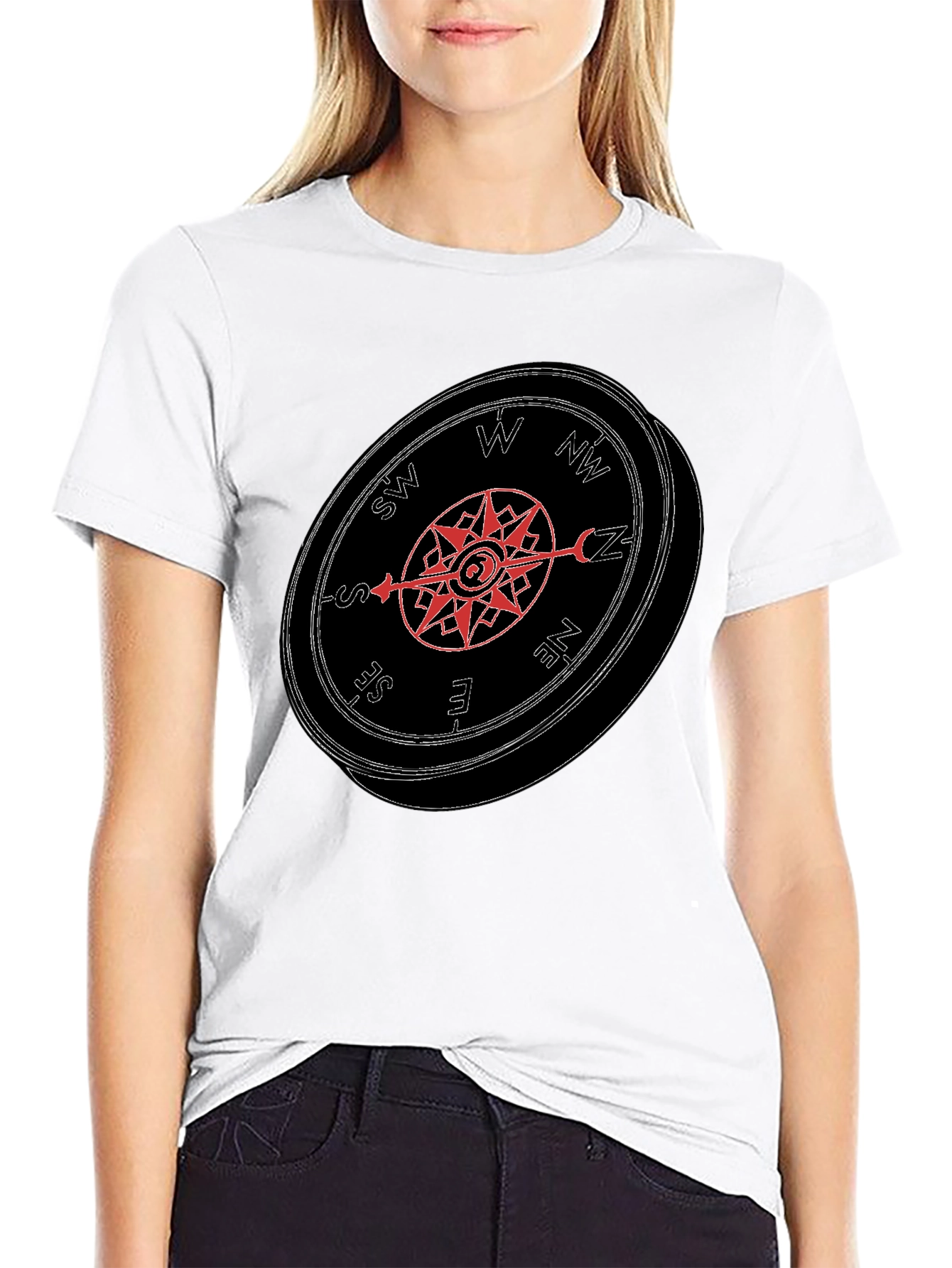 Compass Graphic Tee - Mens Black Casual T-Shirt