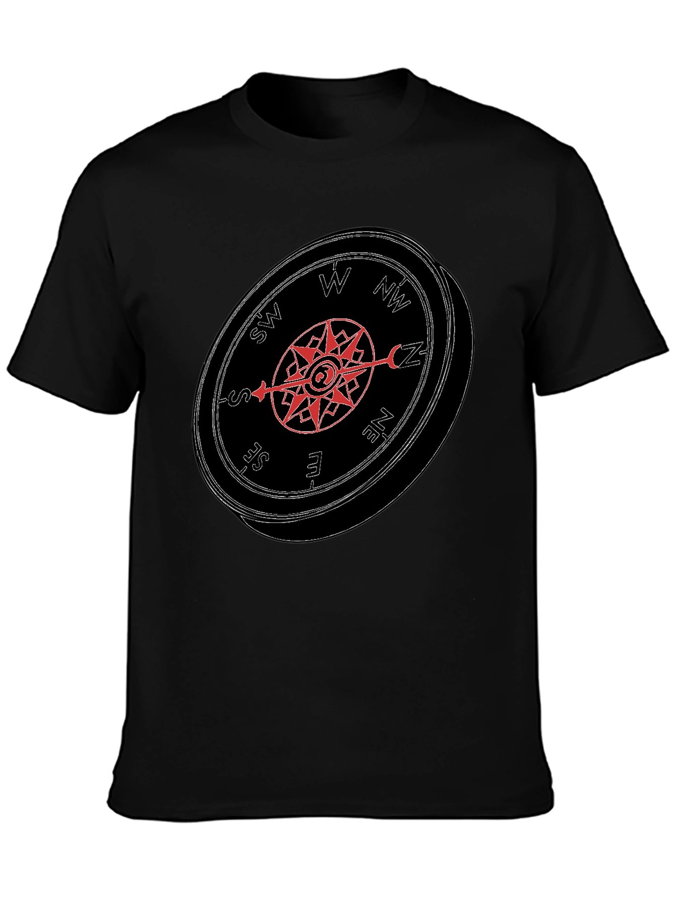 Compass Graphic Tee - Mens Black Casual T-Shirt