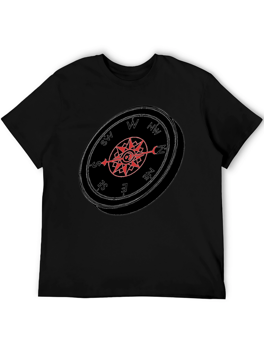 Compass Graphic Tee - Mens Black Casual T-Shirt