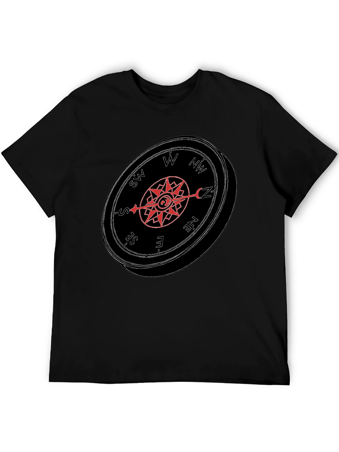 Compass Graphic Tee - Mens Black Casual T-Shirt