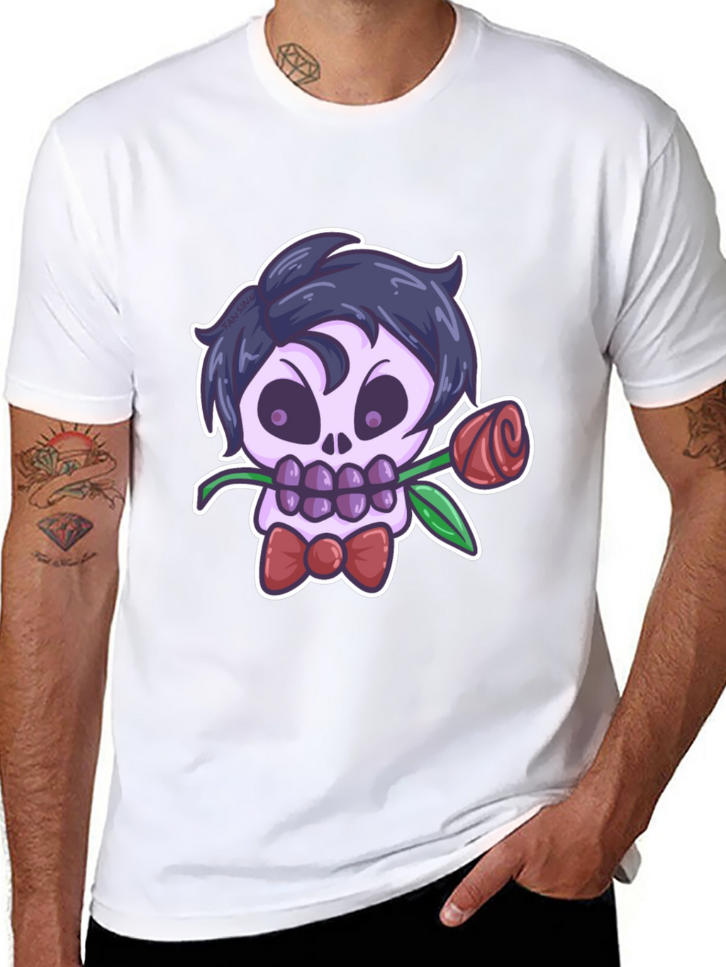 Skull Rose Graphic Tee - Mens Black T-Shirt