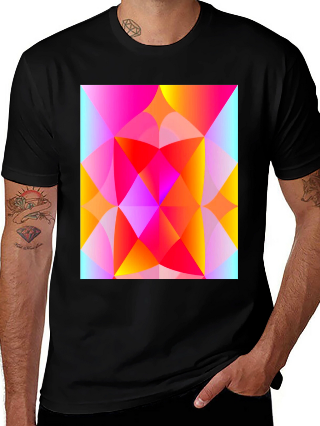 Geometric Art T-Shirt - Vibrant Triangle Design