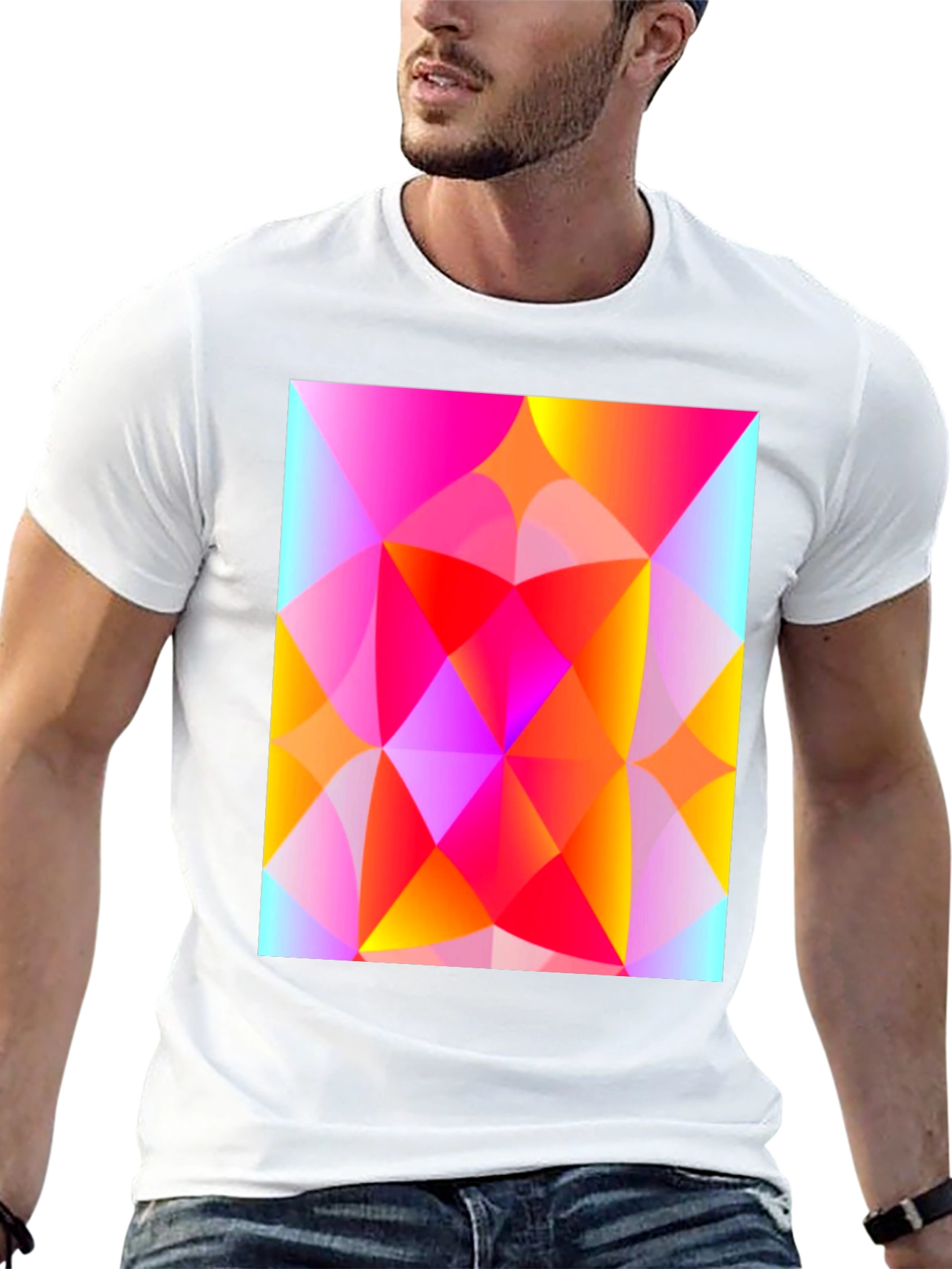 Geometric Art T-Shirt - Vibrant Triangle Design
