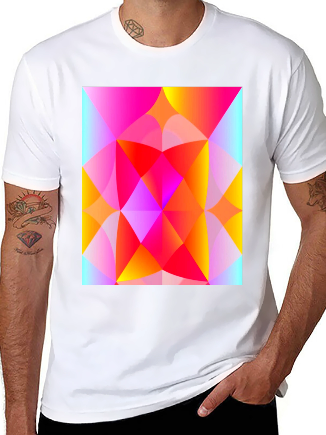 Geometric Art T-Shirt - Vibrant Triangle Design