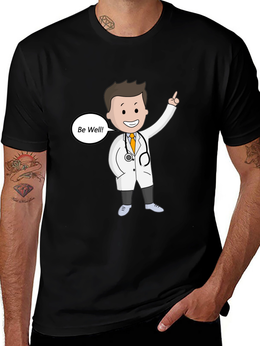Doctor Cartoon Graphic T-Shirt - Be Well Design