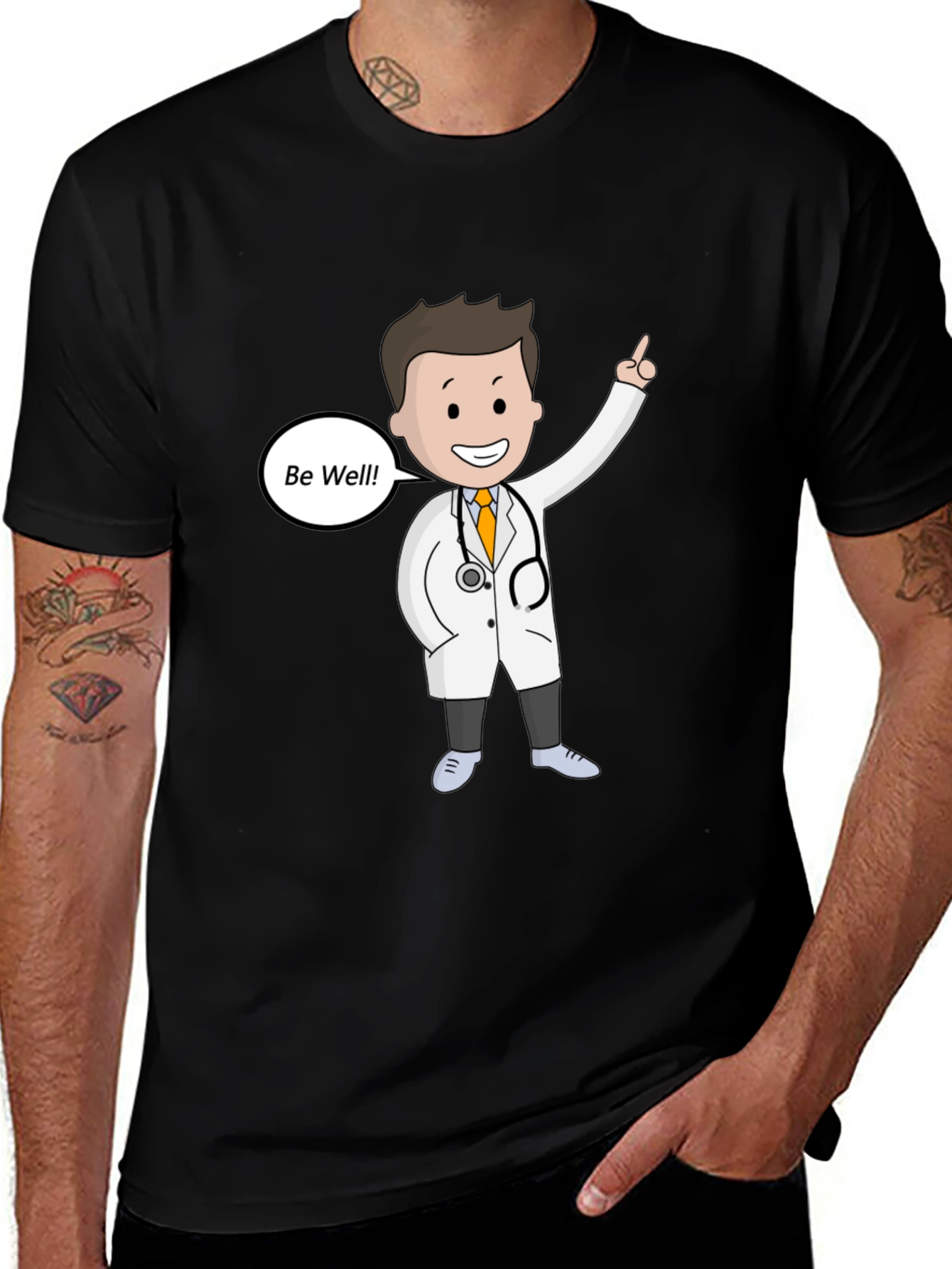 Doctor Cartoon Graphic T-Shirt - Be Well Design