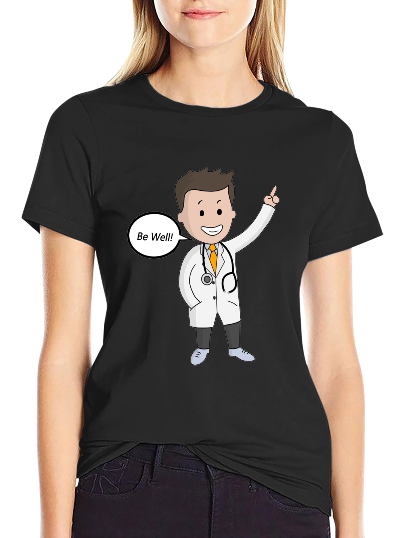 Doctor Cartoon Graphic T-Shirt - Be Well Design