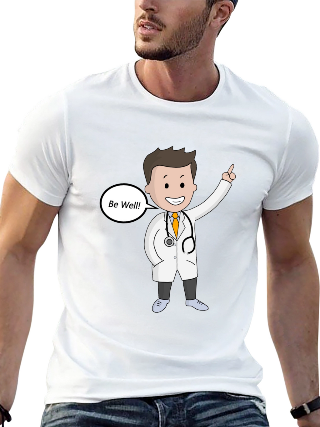 Doctor Cartoon Graphic T-Shirt - Be Well Design