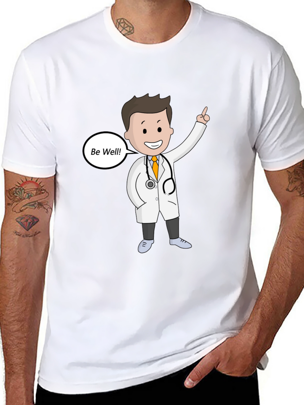 Doctor Cartoon Graphic T-Shirt - Be Well Design