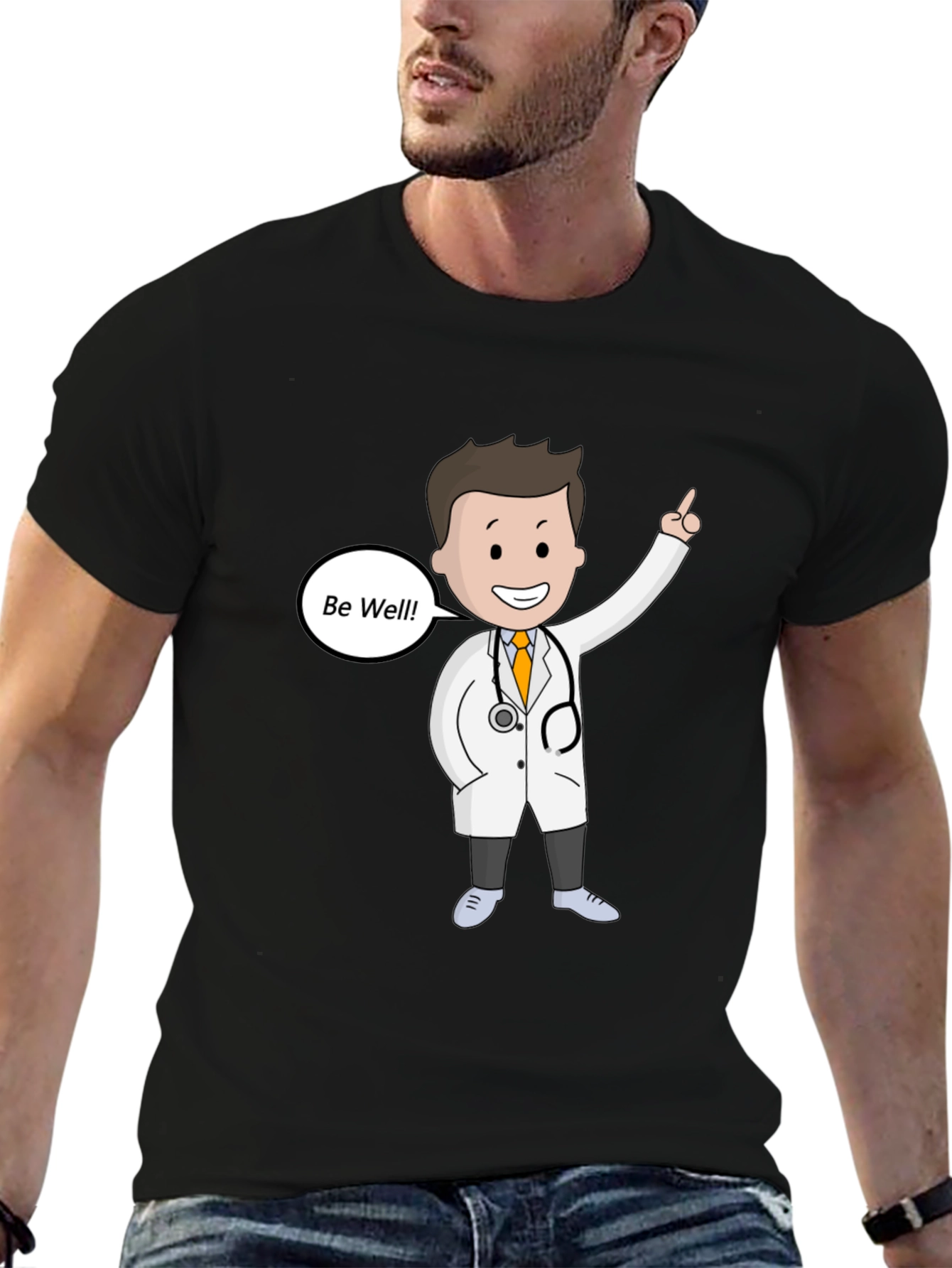 Doctor Cartoon Graphic T-Shirt - Be Well Design