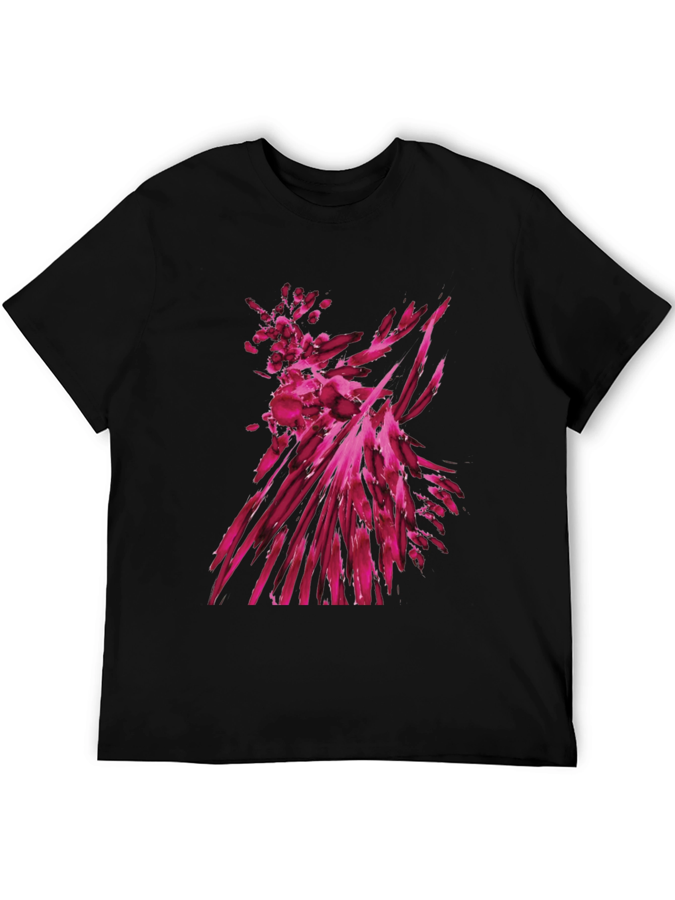 Abstract Magenta Graphic Print Black T-Shirt