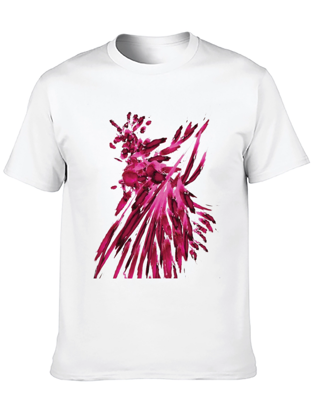 Abstract Magenta Graphic Print Black T-Shirt