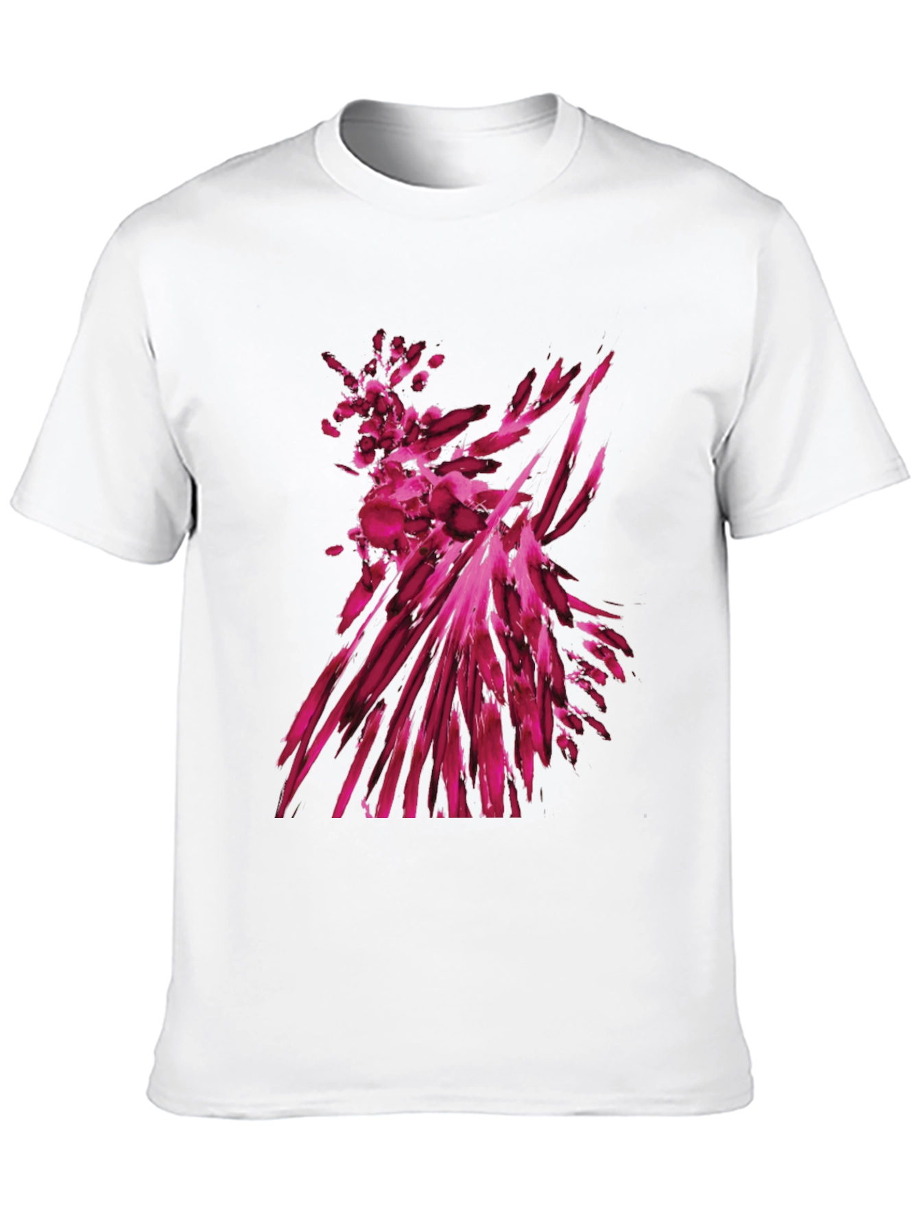 Abstract Magenta Graphic Print Black T-Shirt