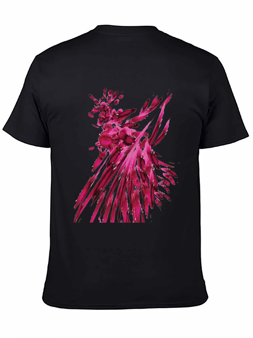 Abstract Magenta Graphic Print Black T-Shirt