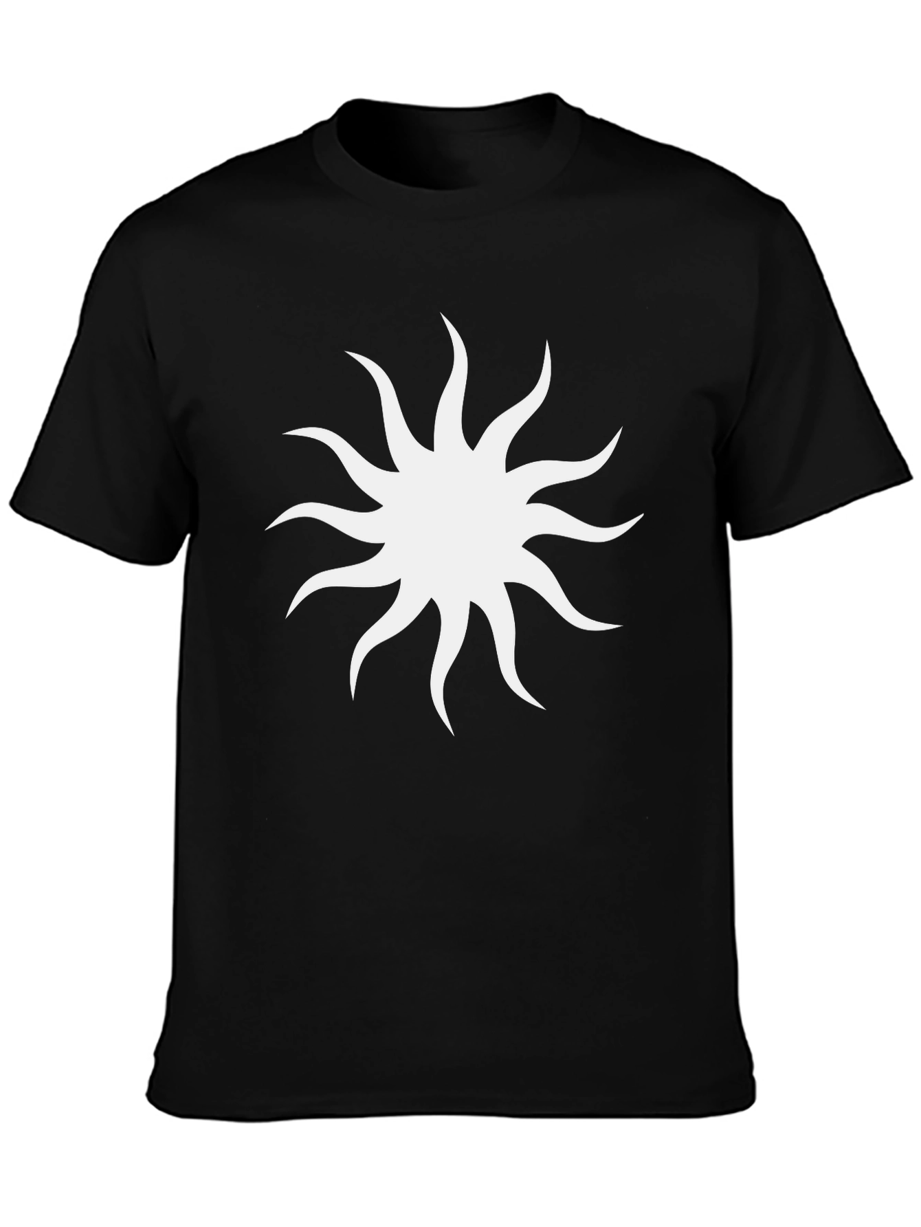 Black Tee with White Sunburst Design