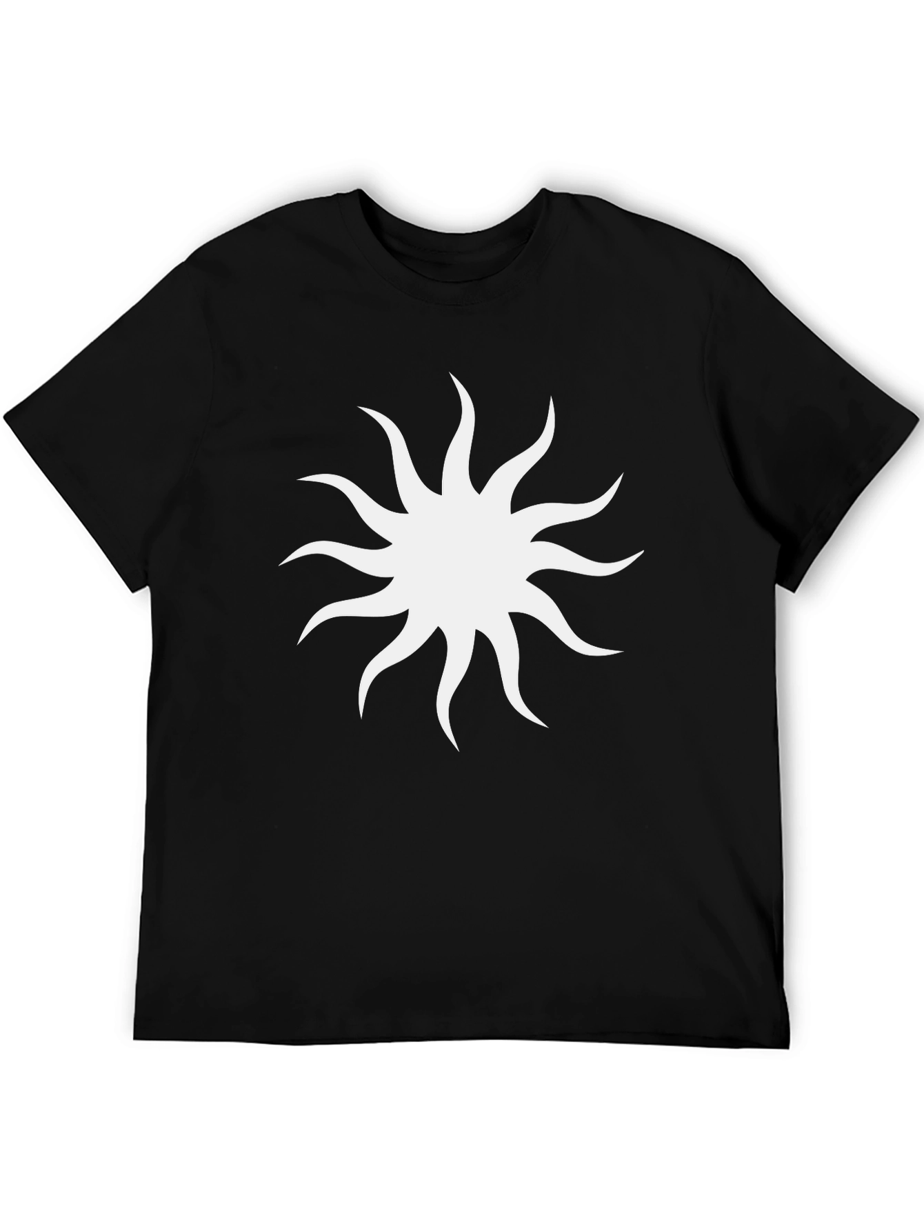 Black Tee with White Sunburst Design