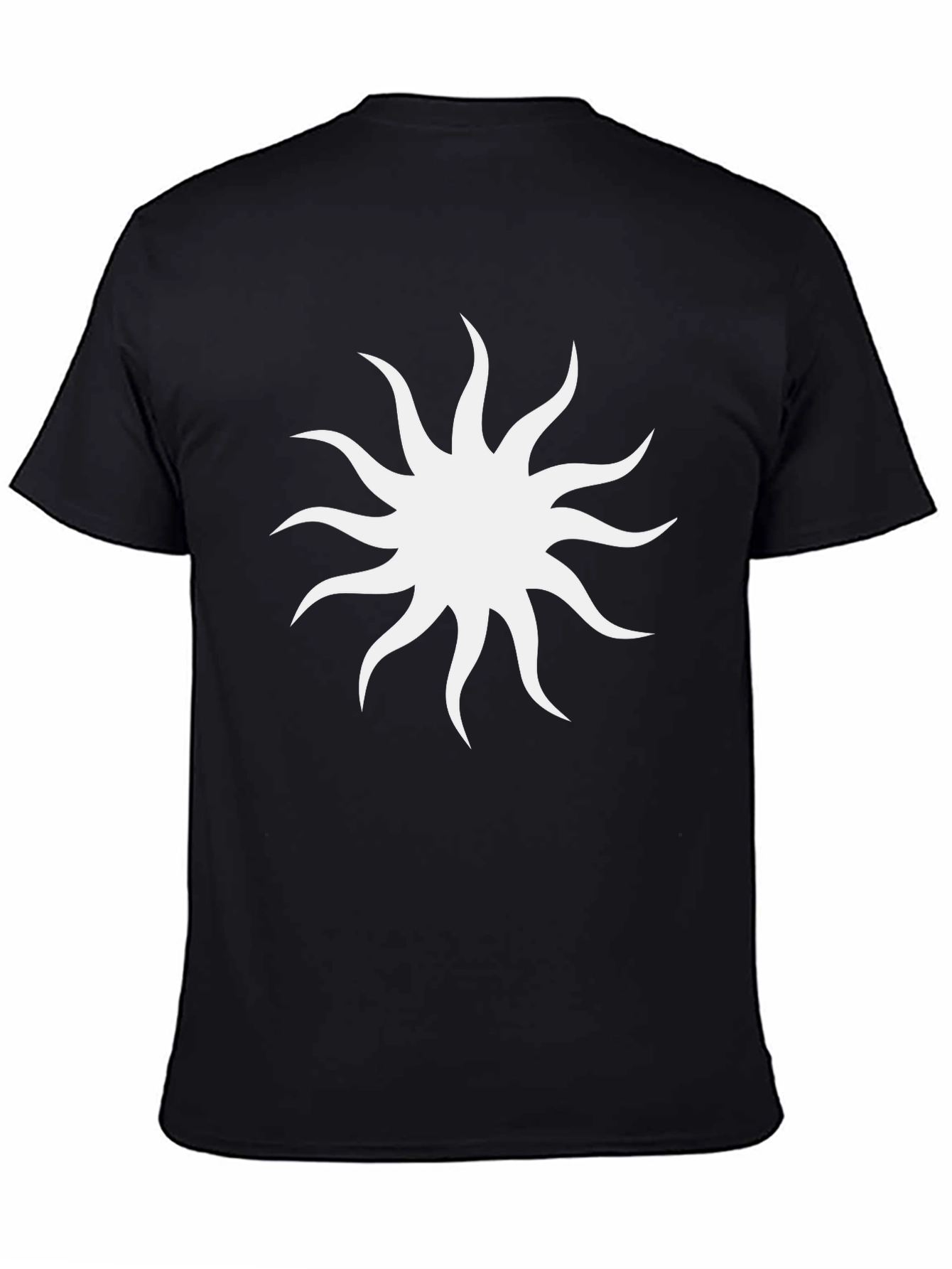Black Tee with White Sunburst Design