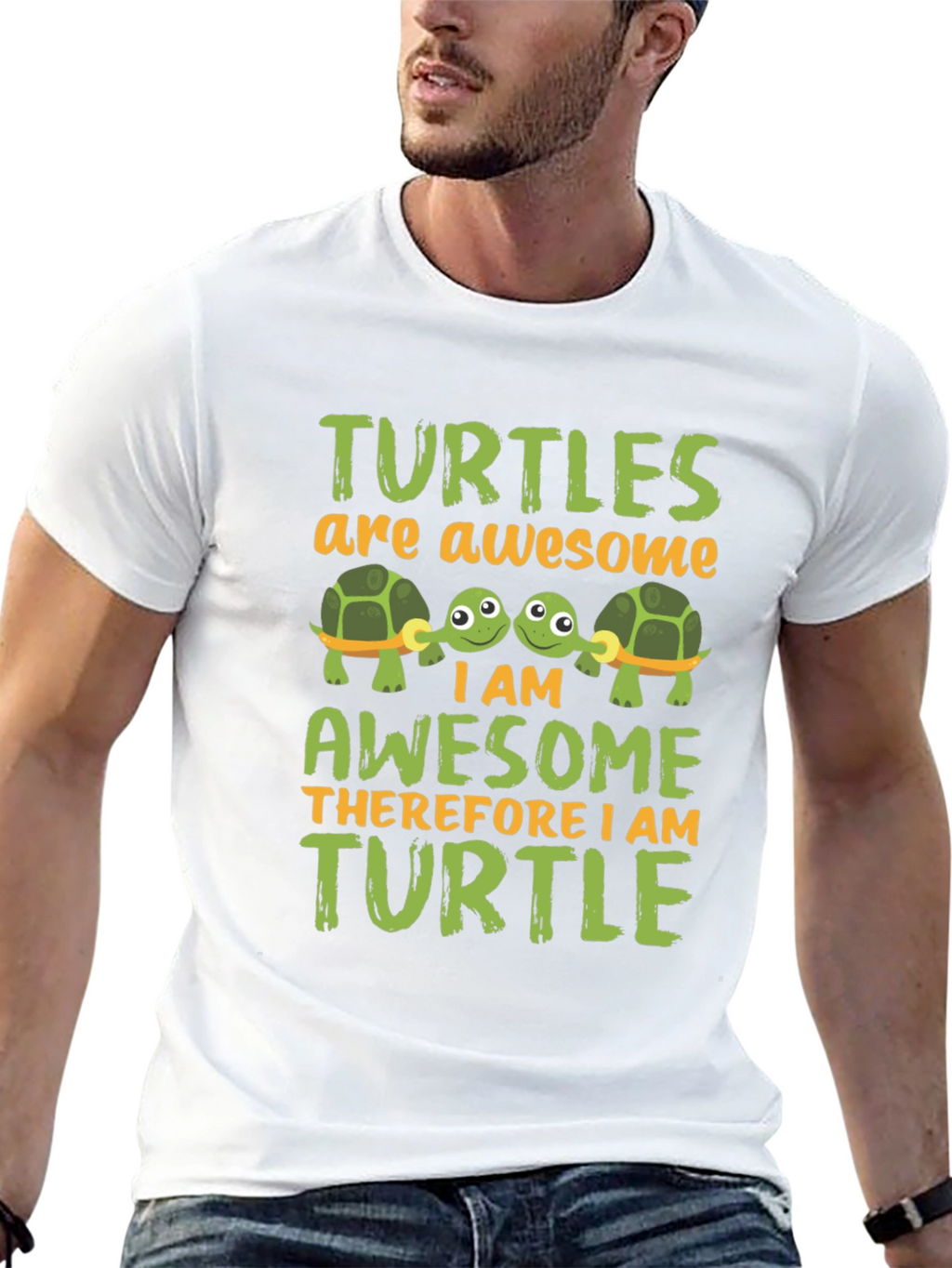 Awesome Turtle Graphic Tee -  Mens Black T-Shirt