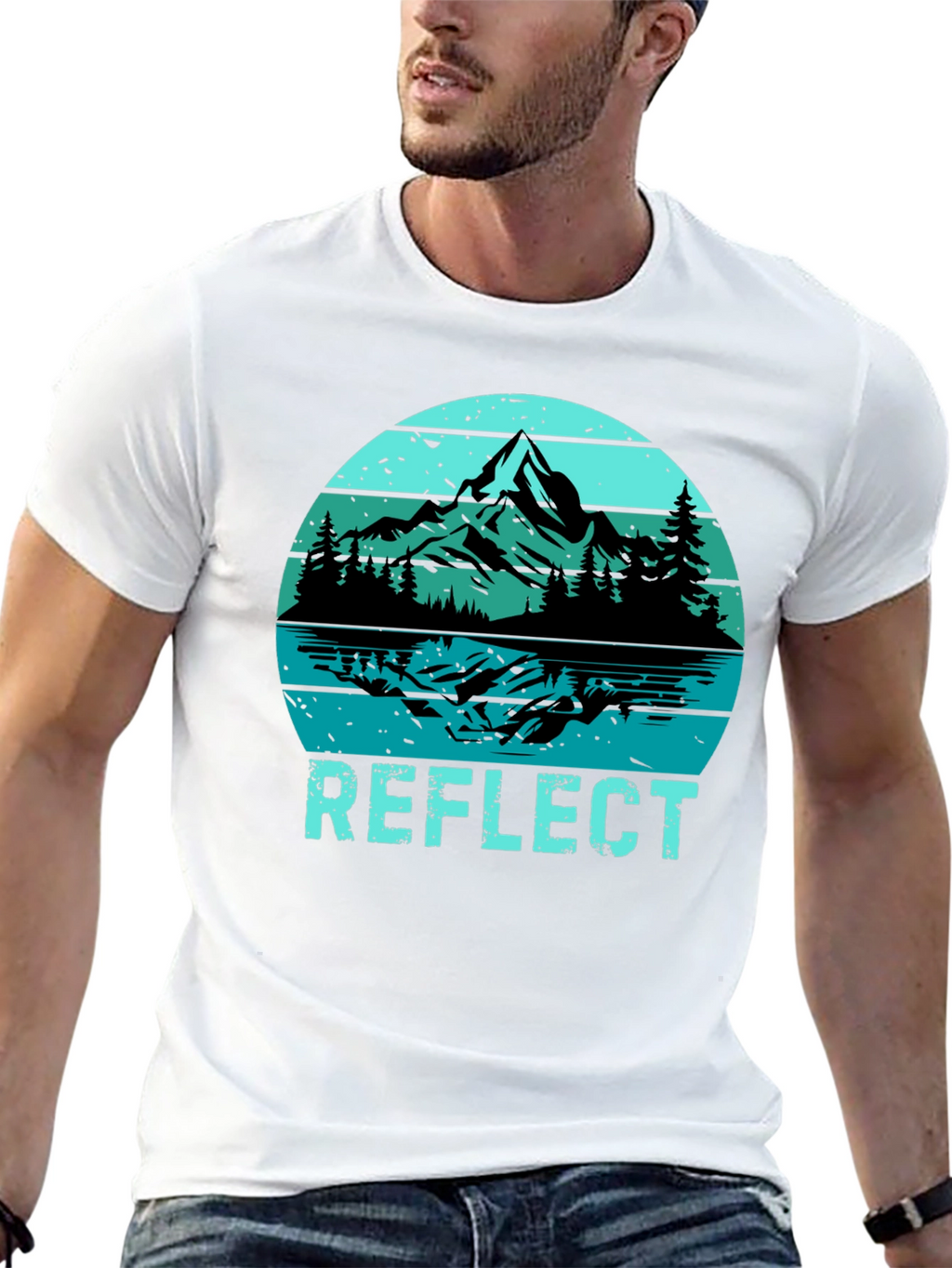 Reflect Graphic T-Shirt: Mountain Lake Design