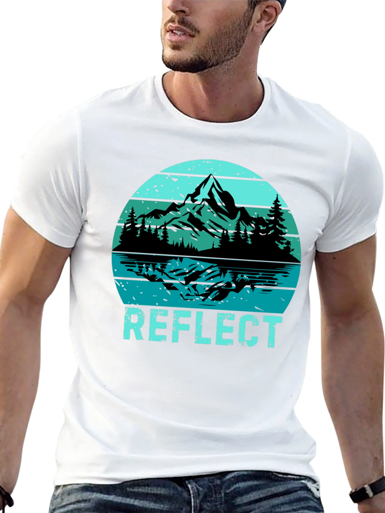 Reflect Graphic T-Shirt: Mountain Lake Design