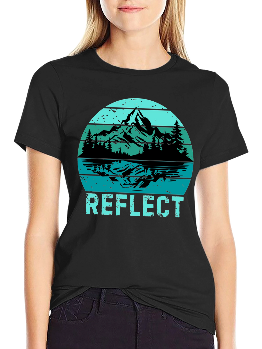 Reflect Graphic T-Shirt: Mountain Lake Design
