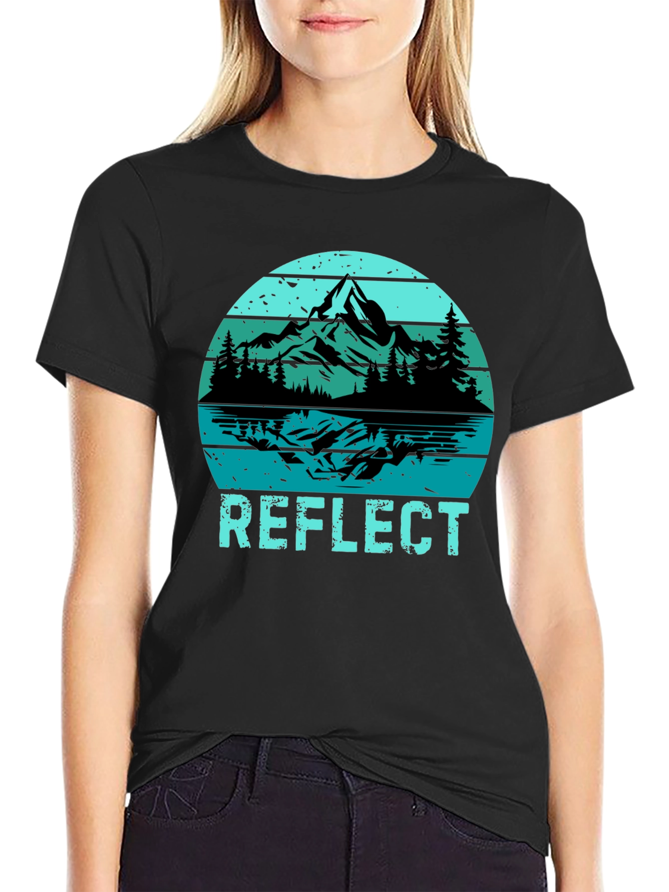 Reflect Graphic T-Shirt: Mountain Lake Design