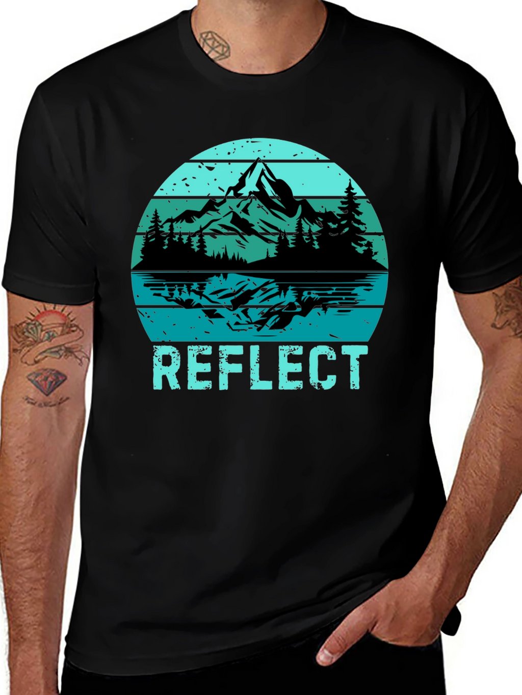 Reflect Graphic T-Shirt: Mountain Lake Design