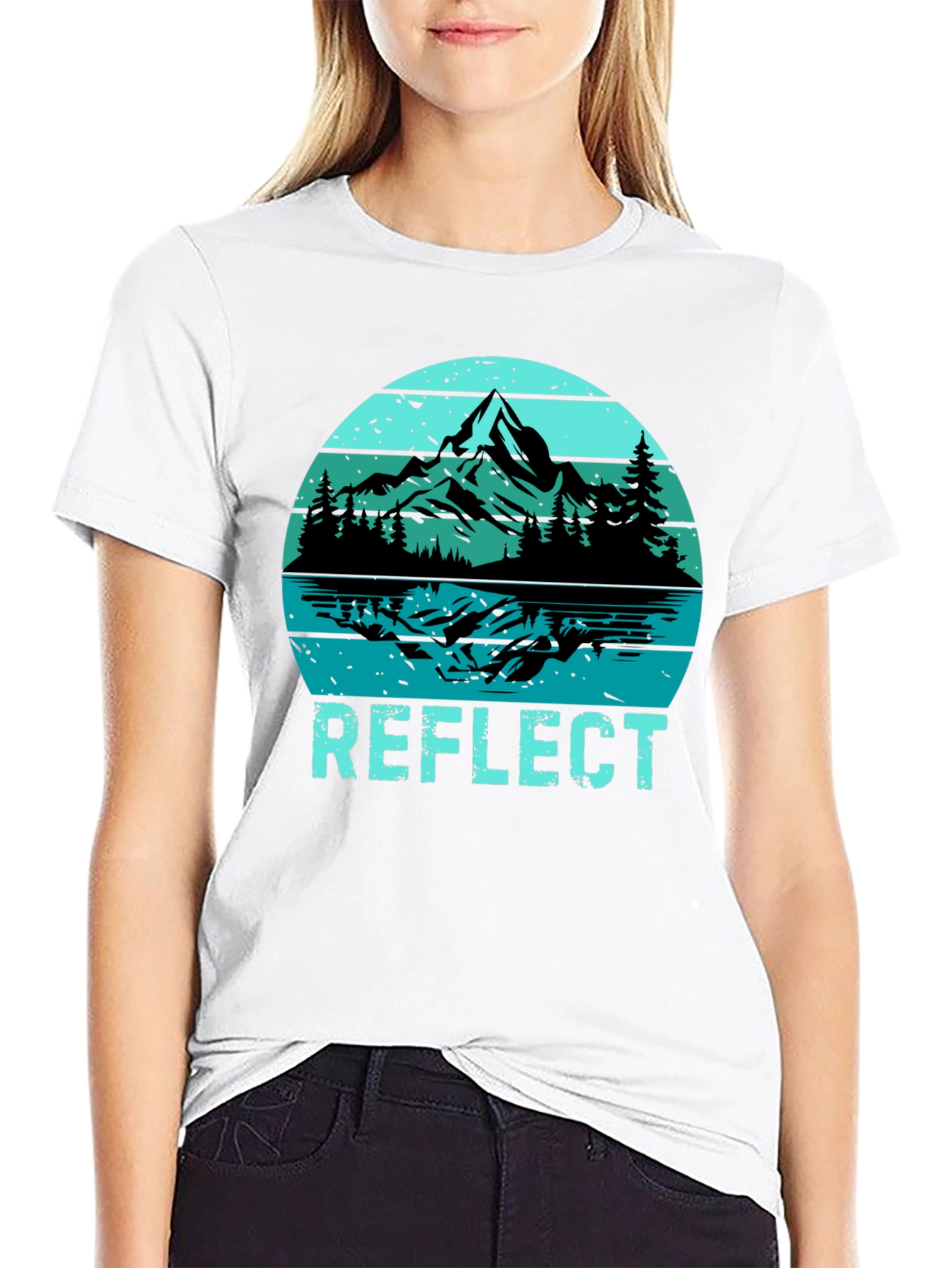 Reflect Graphic T-Shirt: Mountain Lake Design