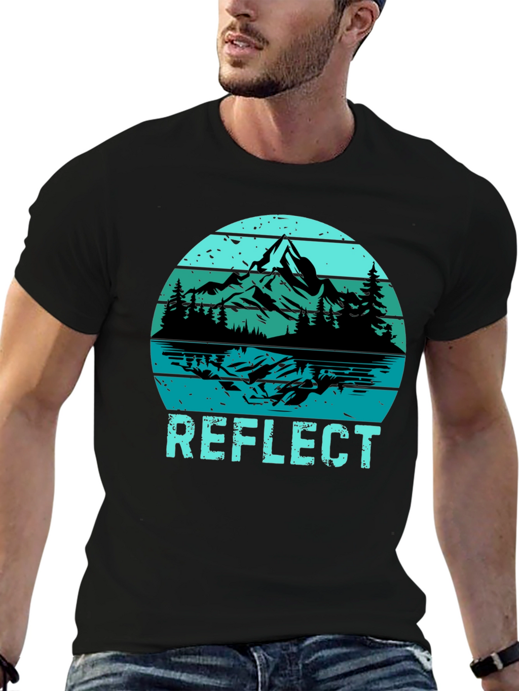 Reflect Graphic T-Shirt: Mountain Lake Design