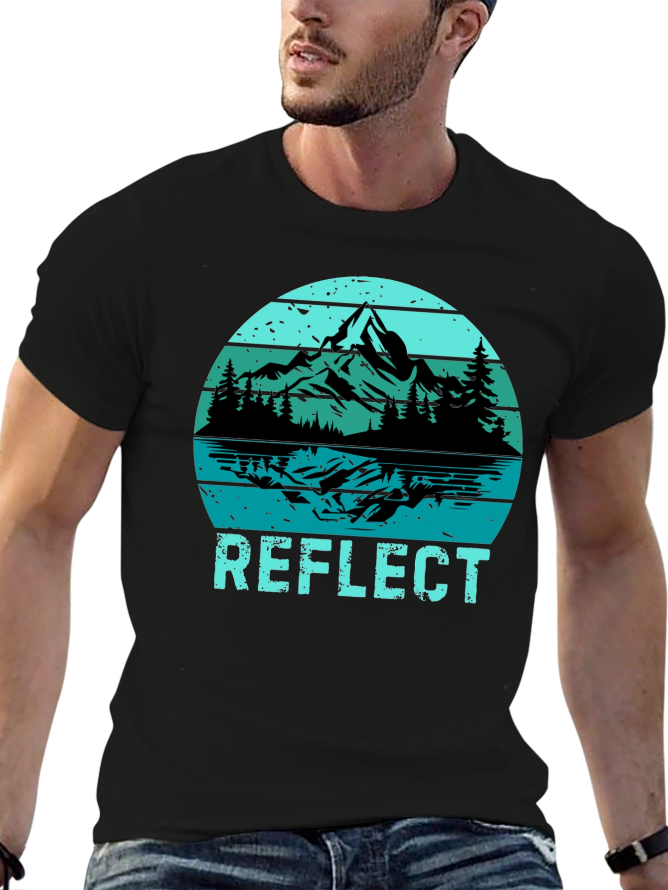 Reflect Graphic T-Shirt: Mountain Lake Design