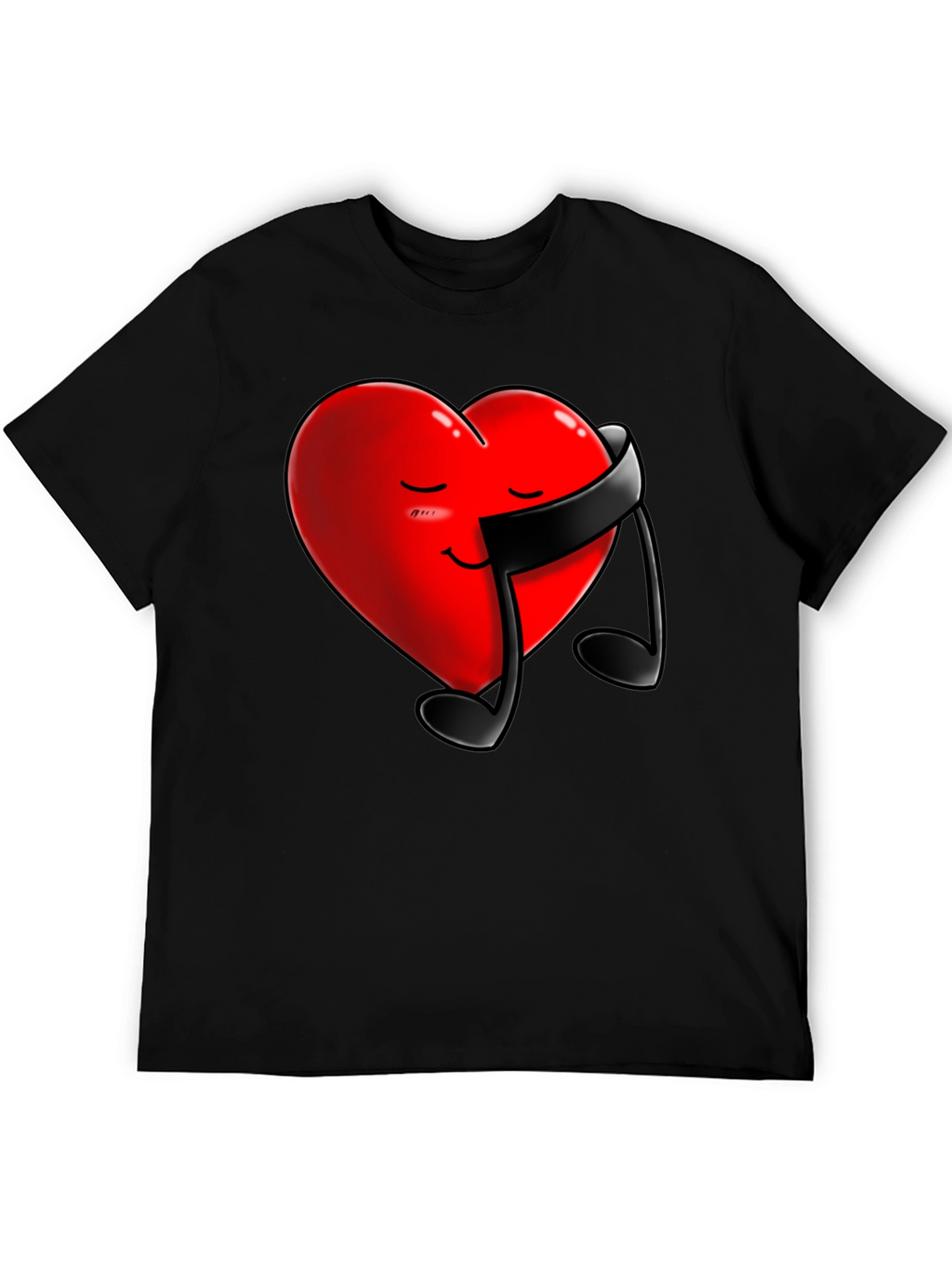 Heart & Music Note Graphic Tee - Black