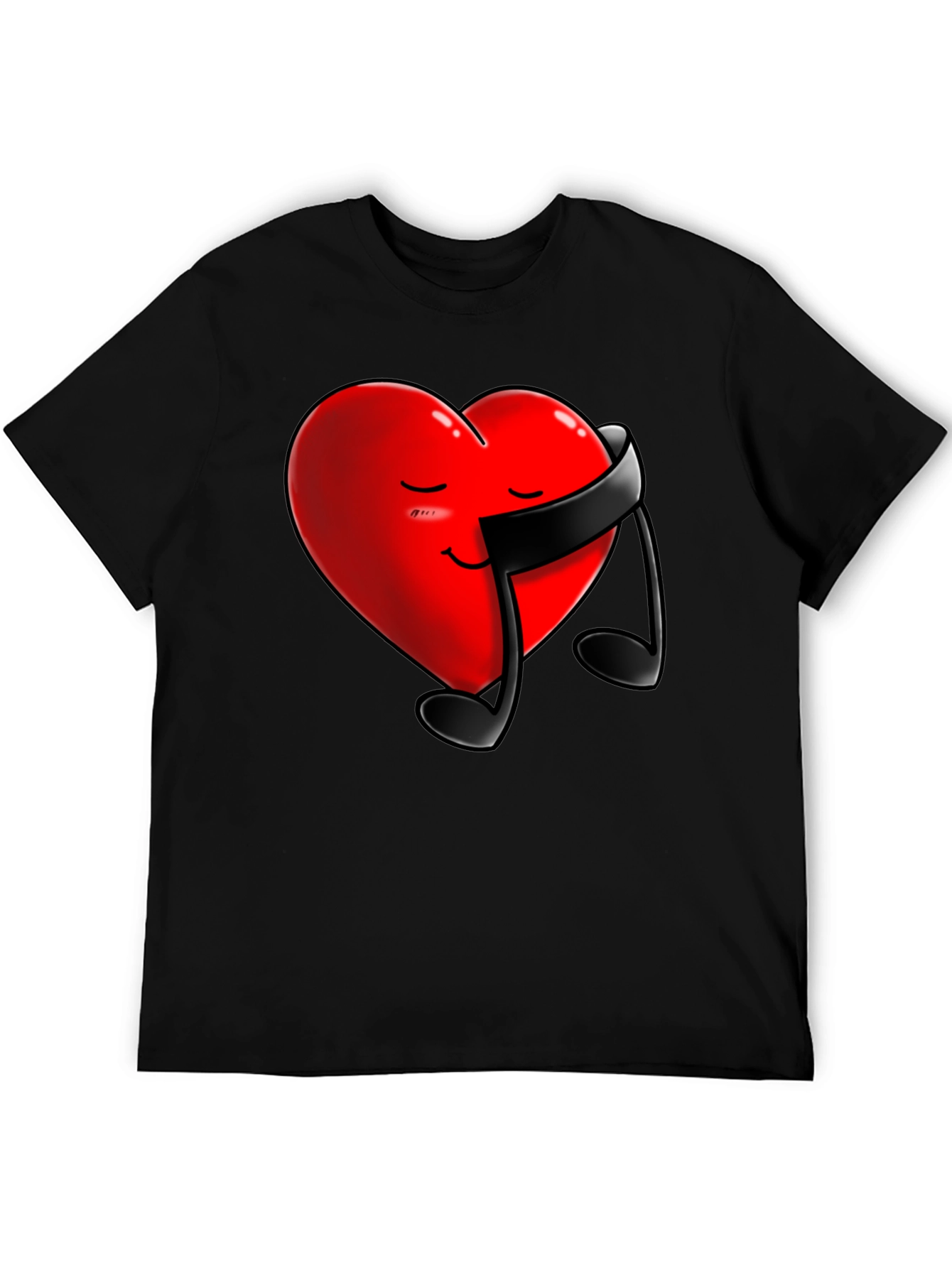 Heart & Music Note Graphic Tee - Black