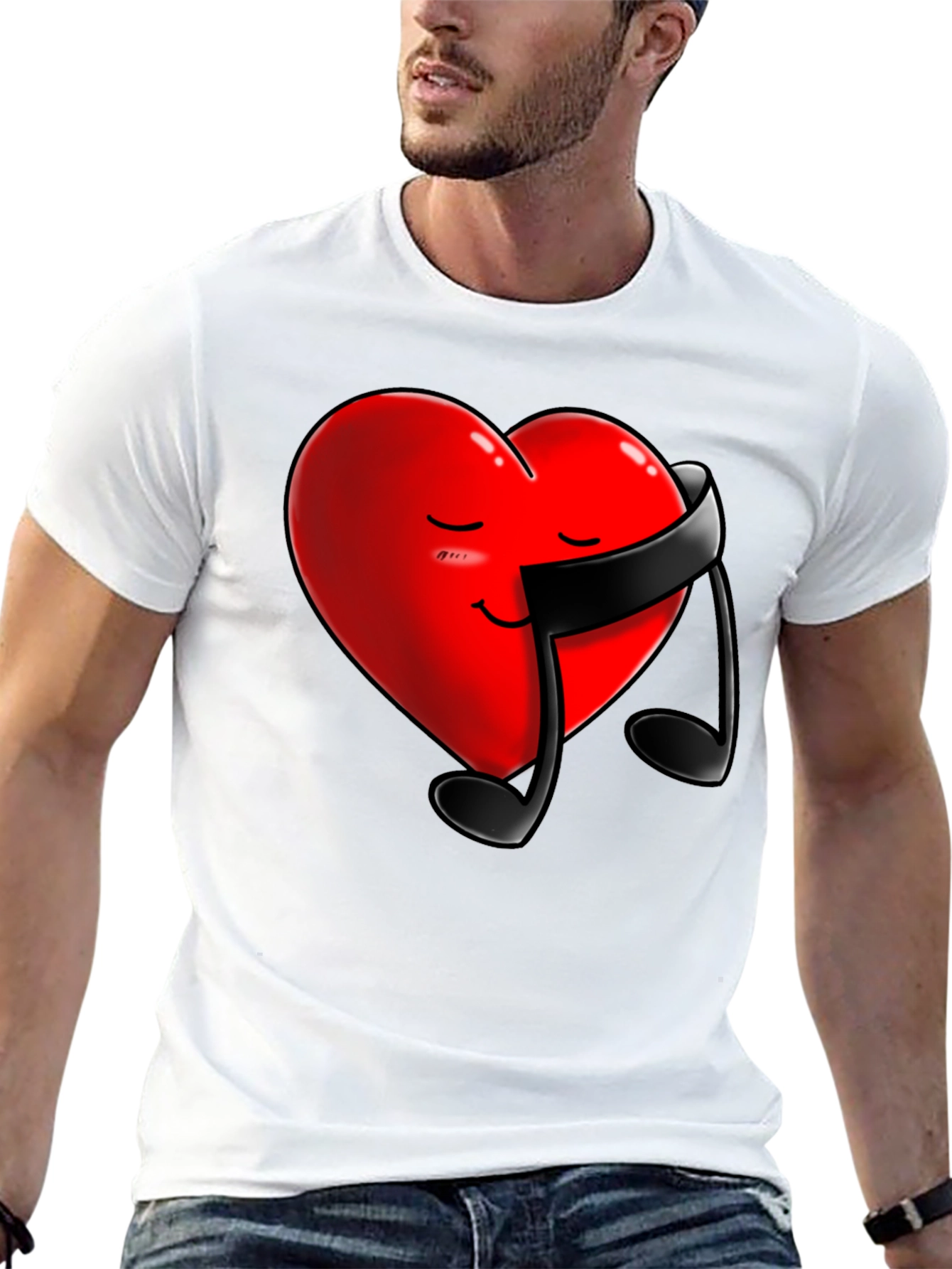 Heart & Music Note Graphic Tee - Black