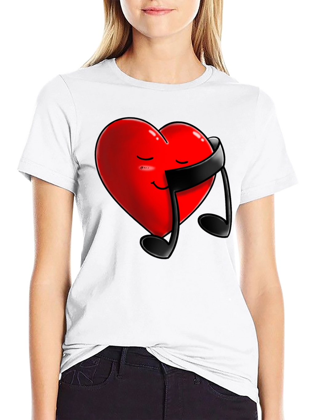 Heart & Music Note Graphic Tee - Black
