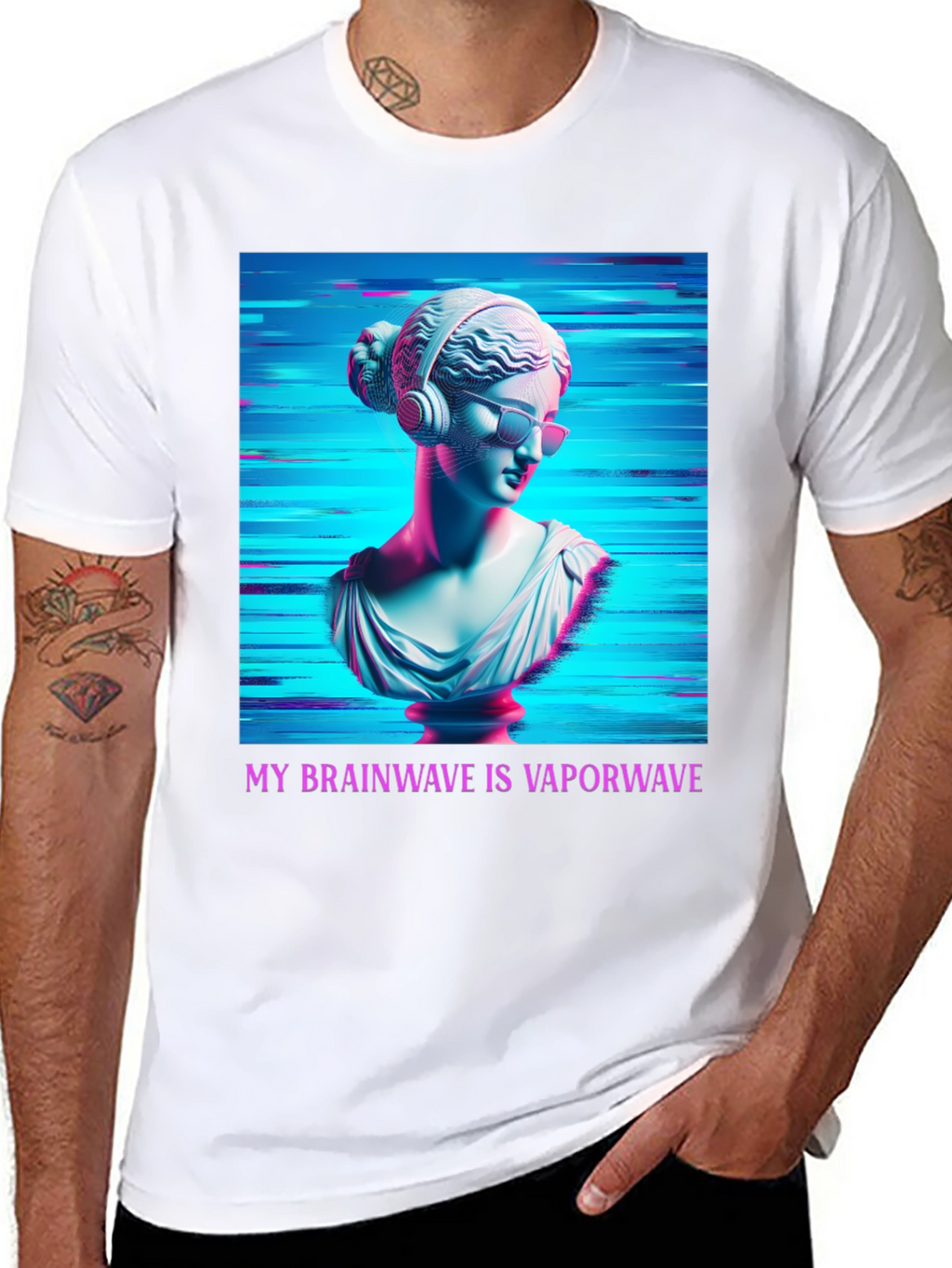 Vaporwave Brain T-Shirt - Aesthetic Greek Bust