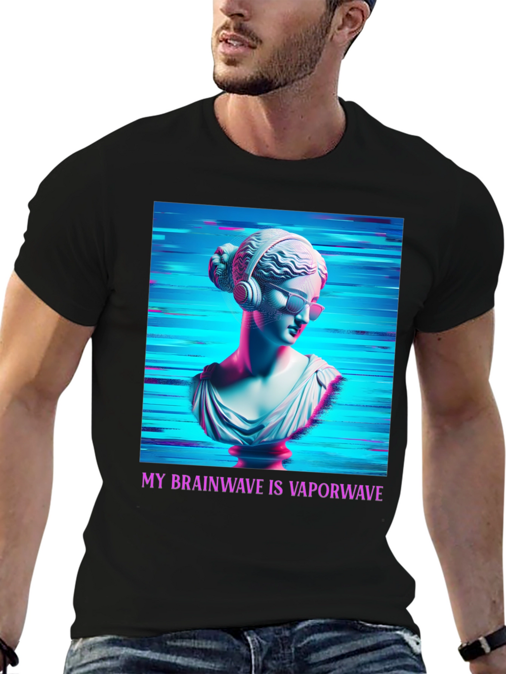 Vaporwave Brain T-Shirt - Aesthetic Greek Bust