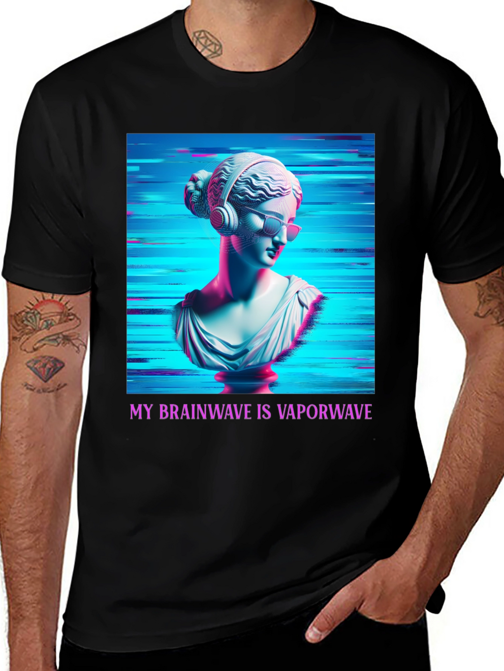 Vaporwave Brain T-Shirt - Aesthetic Greek Bust