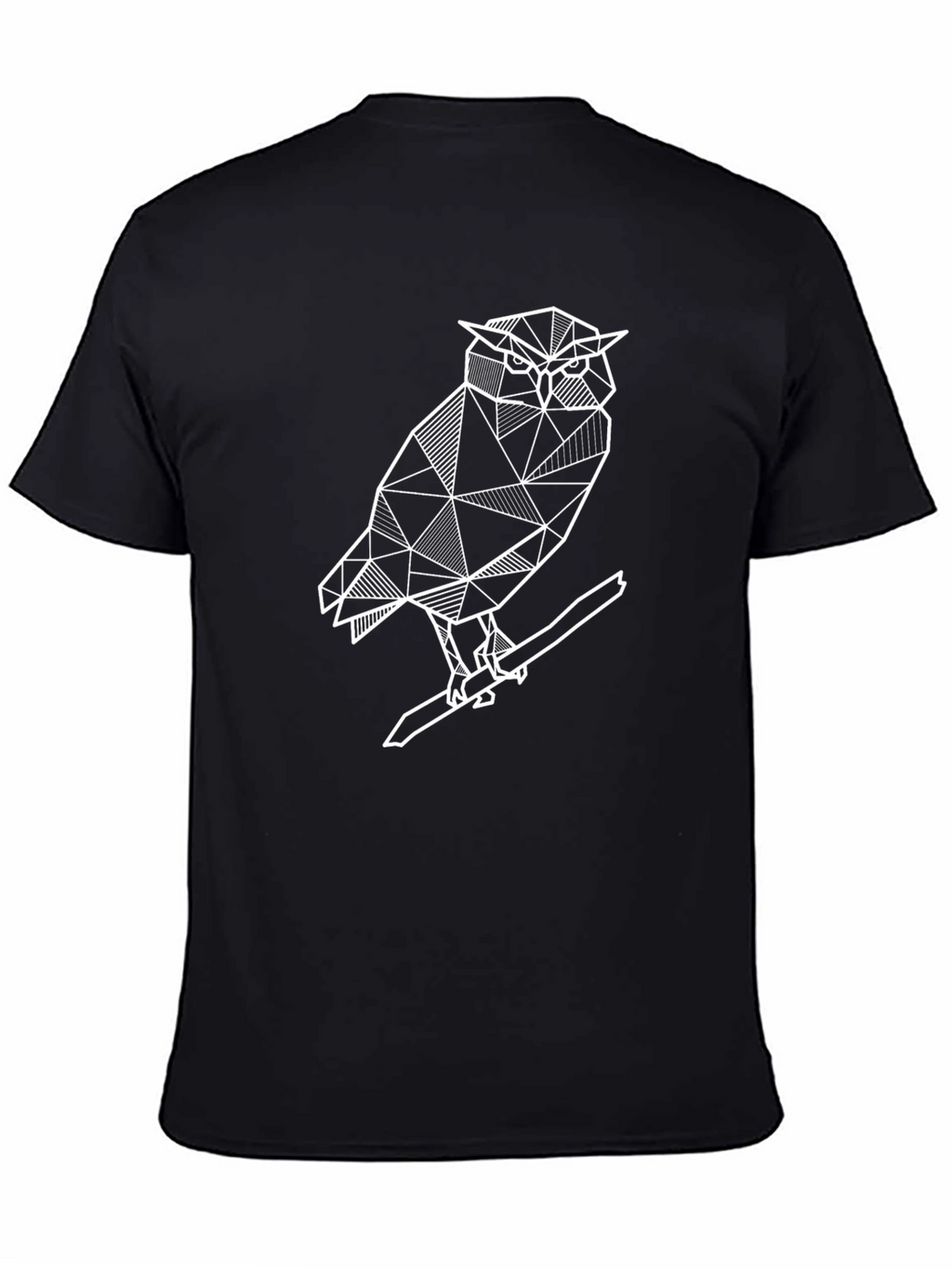 Geometric Owl Graphic Tee - Modern Mens Black T-Shirt