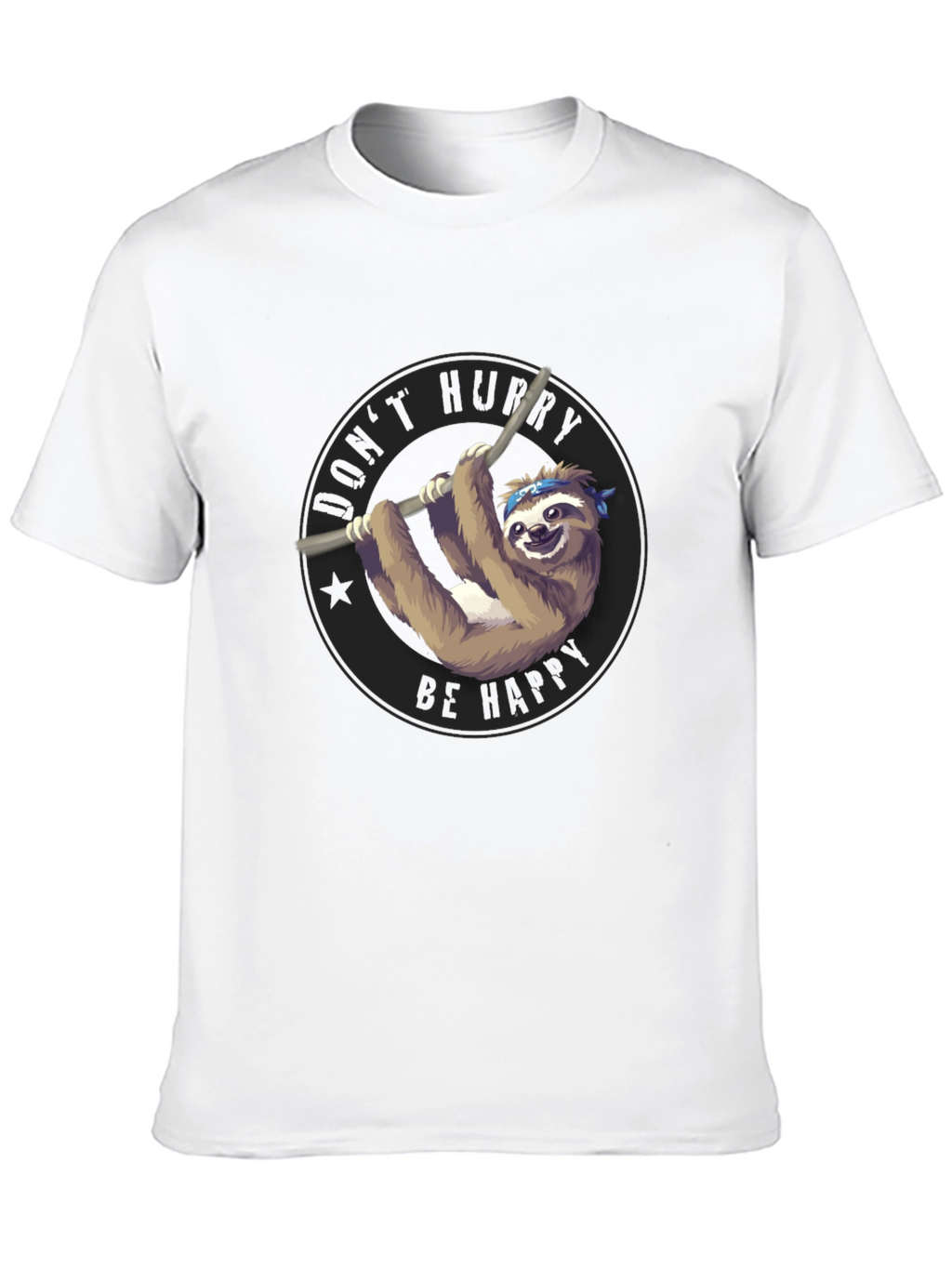 Mens Black T-Shirt Sloth Graphic Tee