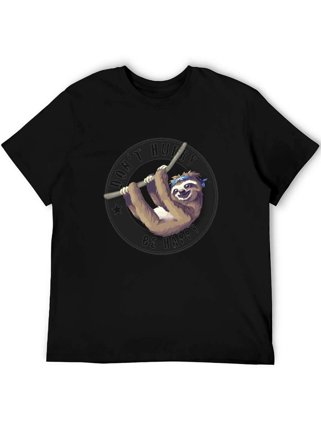 Mens Black T-Shirt Sloth Graphic Tee