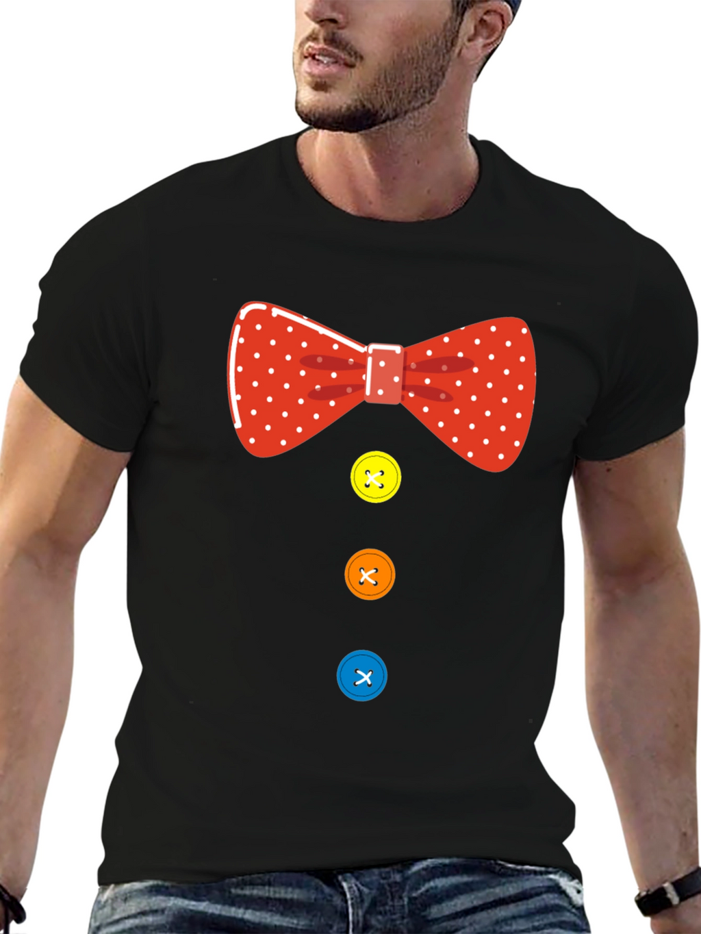 Bow Tie Buttons Funny Mens T-Shirt