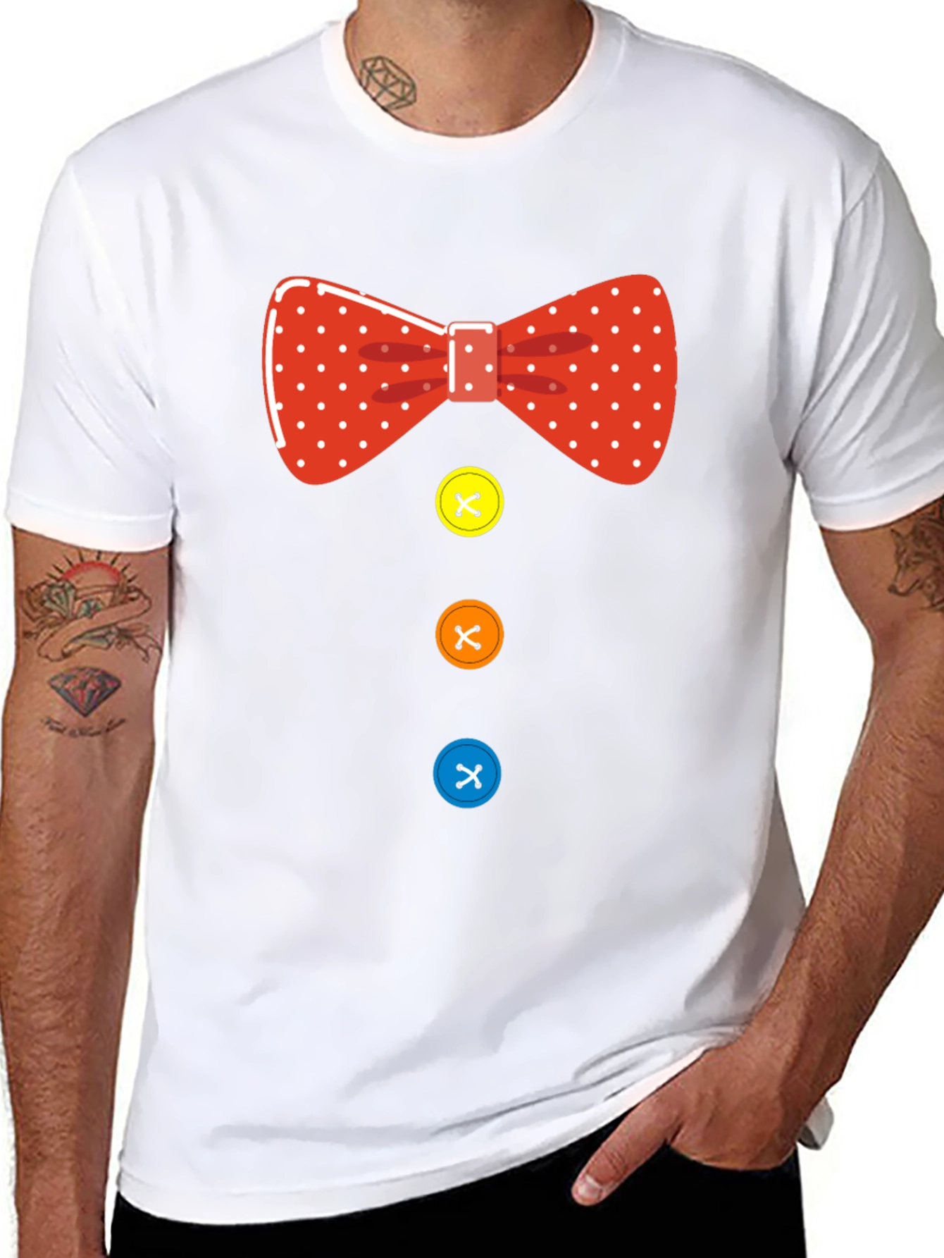 Bow Tie Buttons Funny Mens T-Shirt