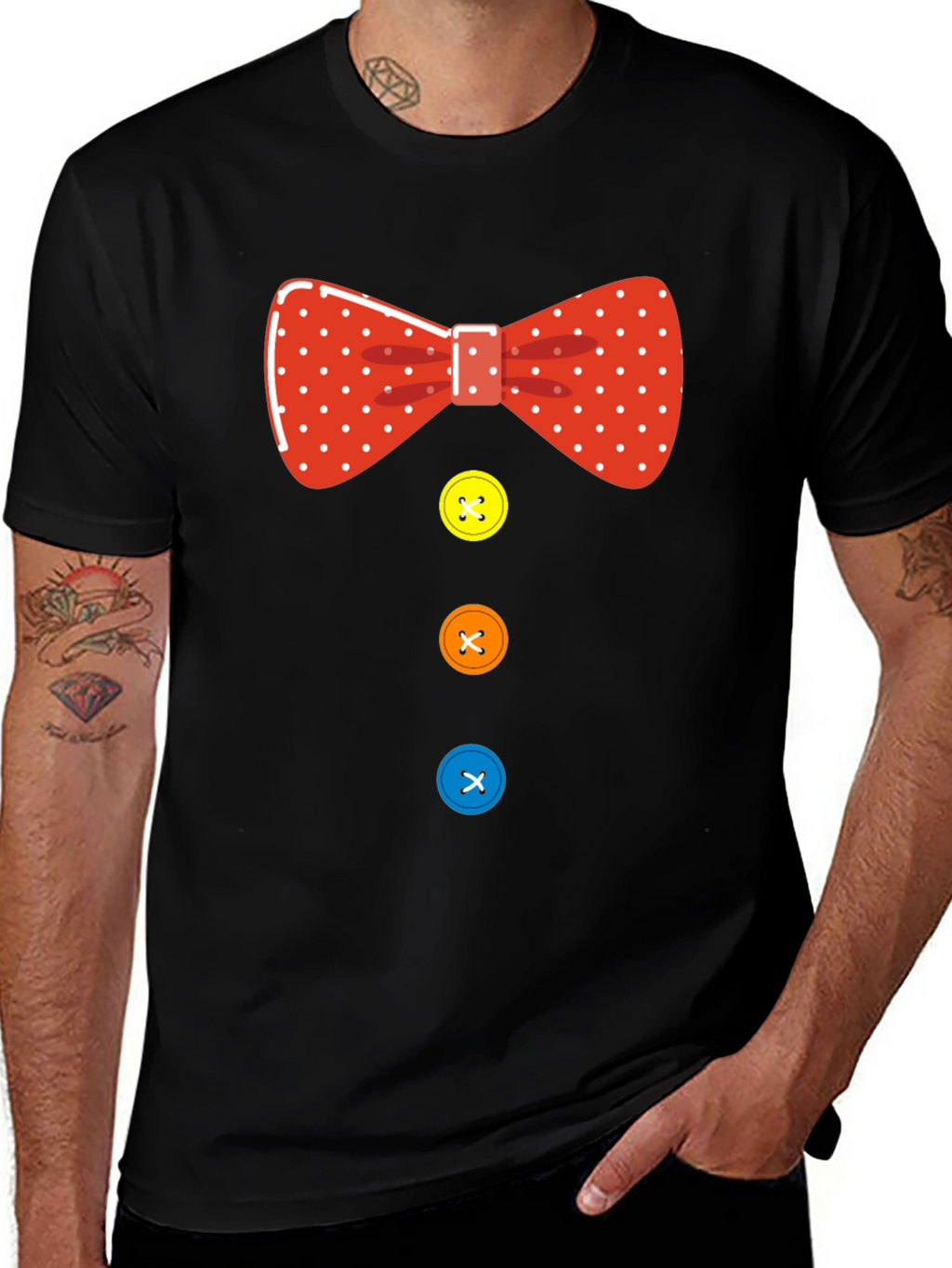 Bow Tie Buttons Funny Mens T-Shirt