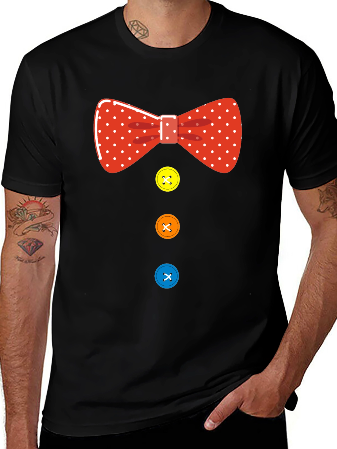 Bow Tie Buttons Funny Mens T-Shirt