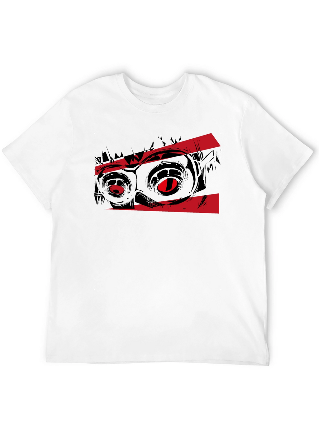 Graphic Black T-Shirt with Red Monster Eyes Design