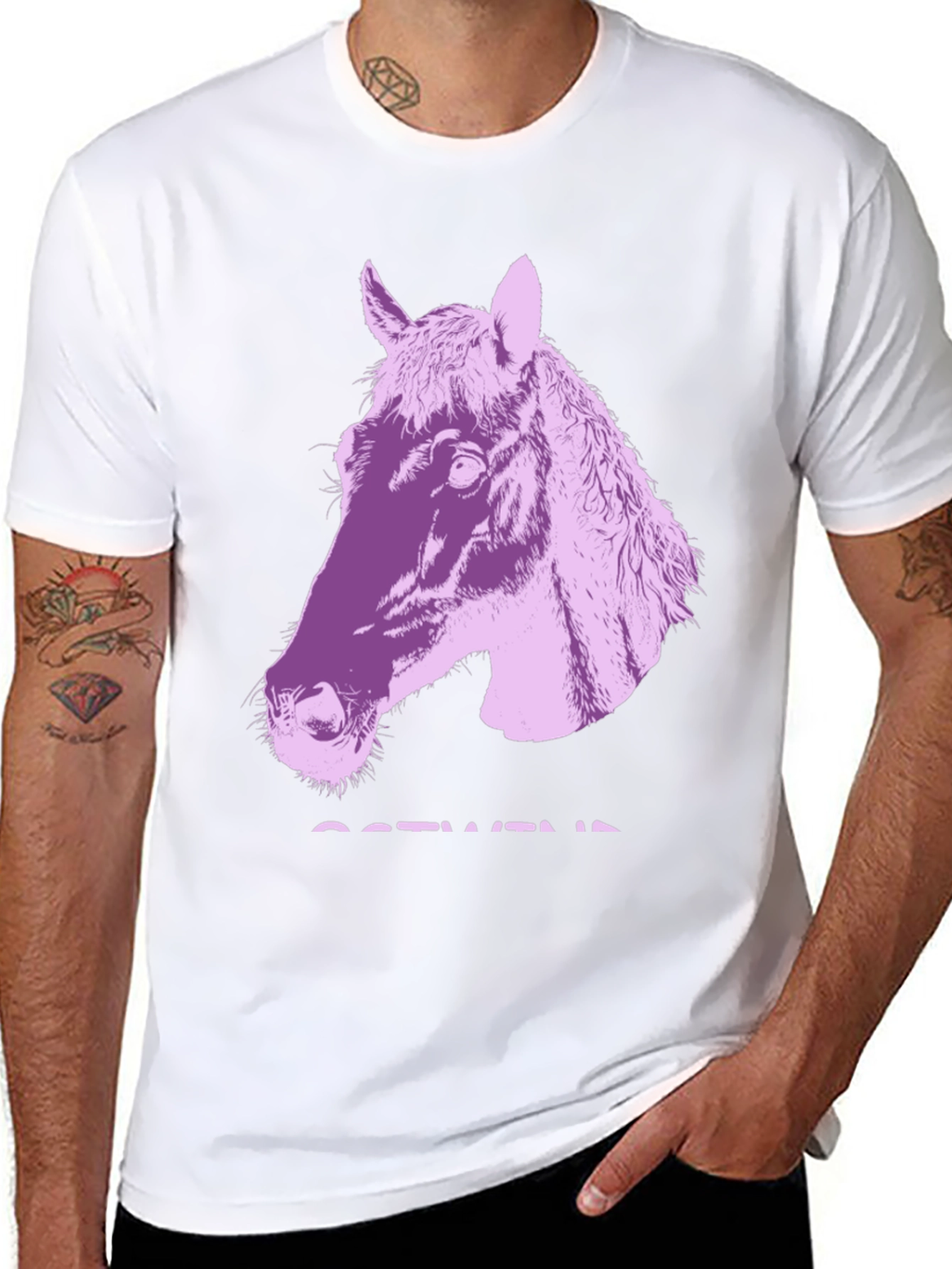 Black T-Shirt with Horse Graphic