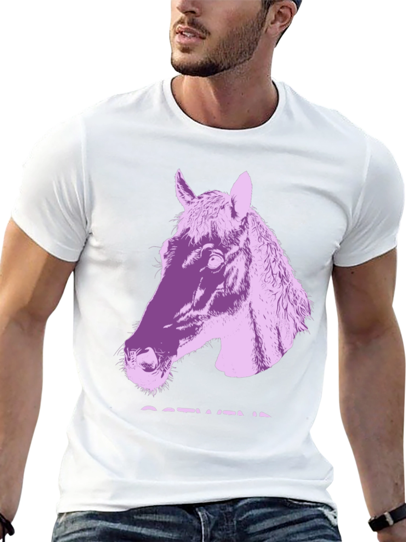Black T-Shirt with Horse Graphic