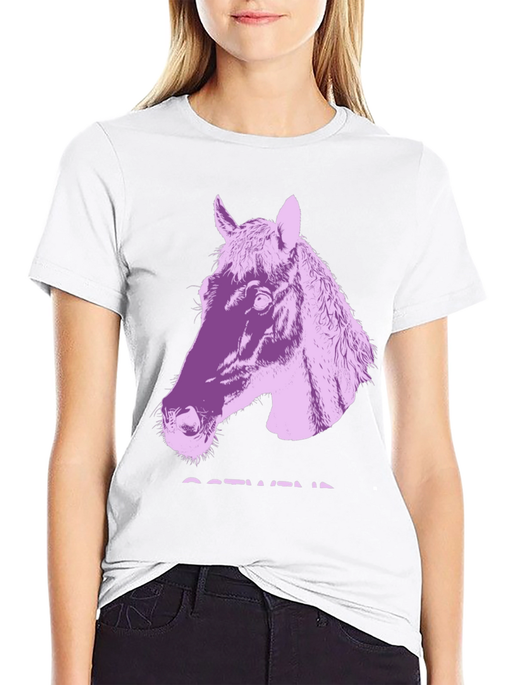 Black T-Shirt with Horse Graphic