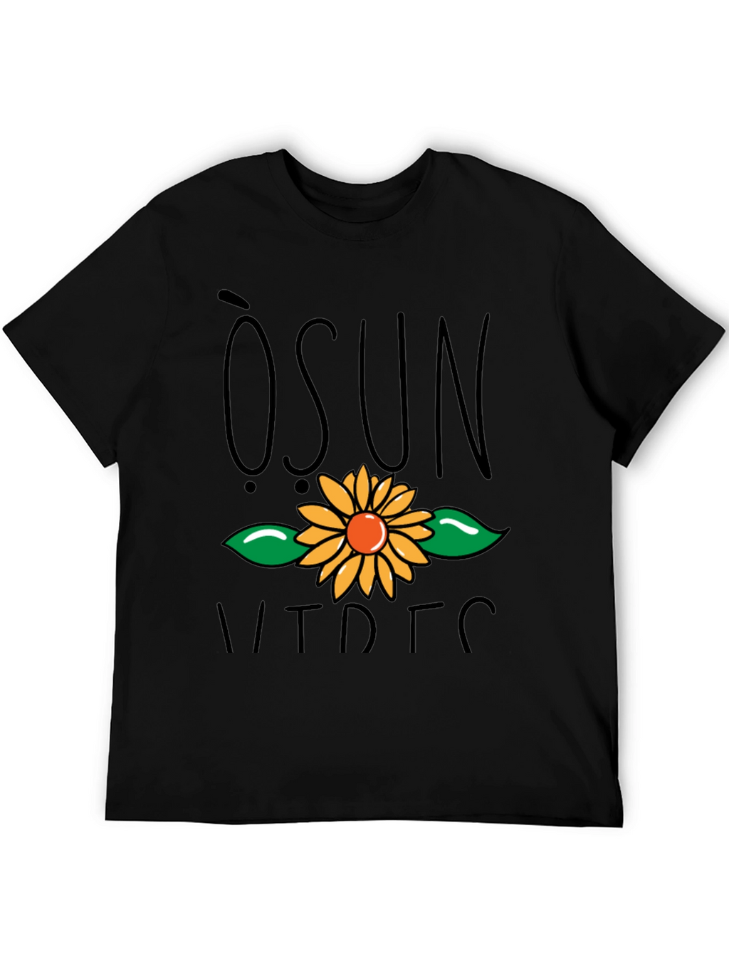 Osun Sunflower Graphic Black T-Shirt